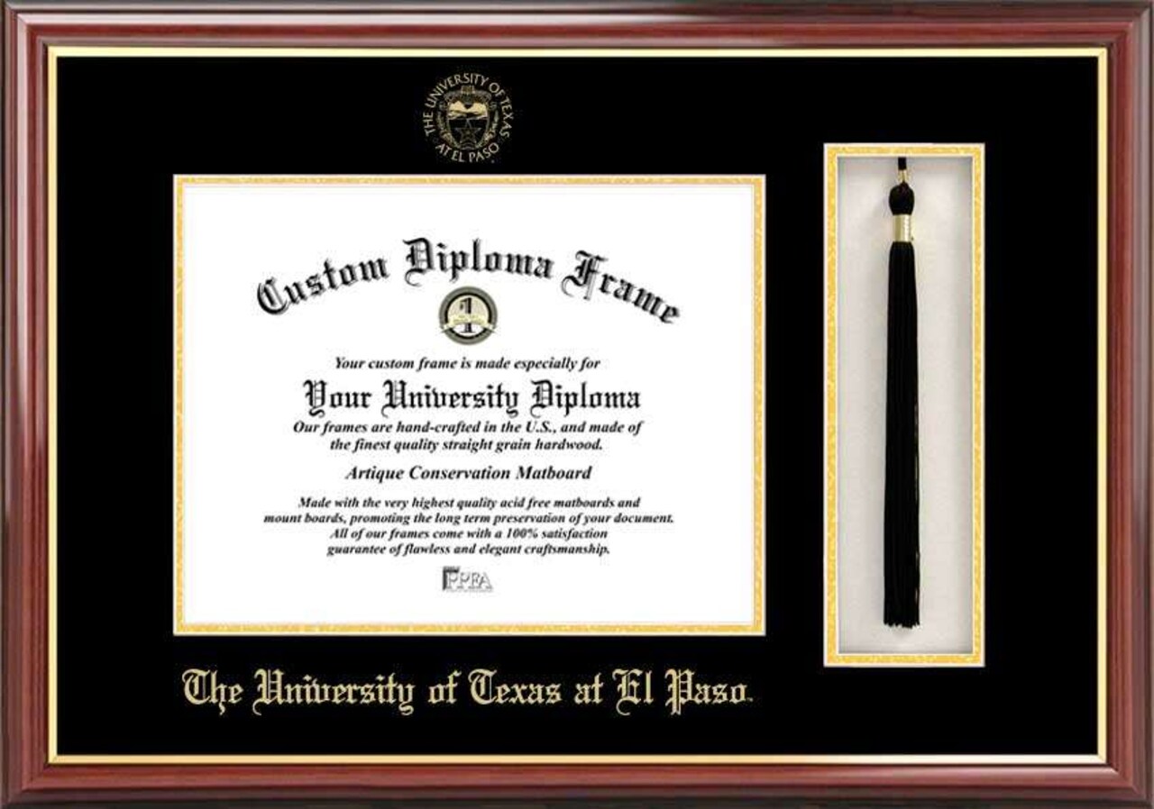 University of Texas, El Paso 11w x 8.5h Tassel Box and Diploma Frame
